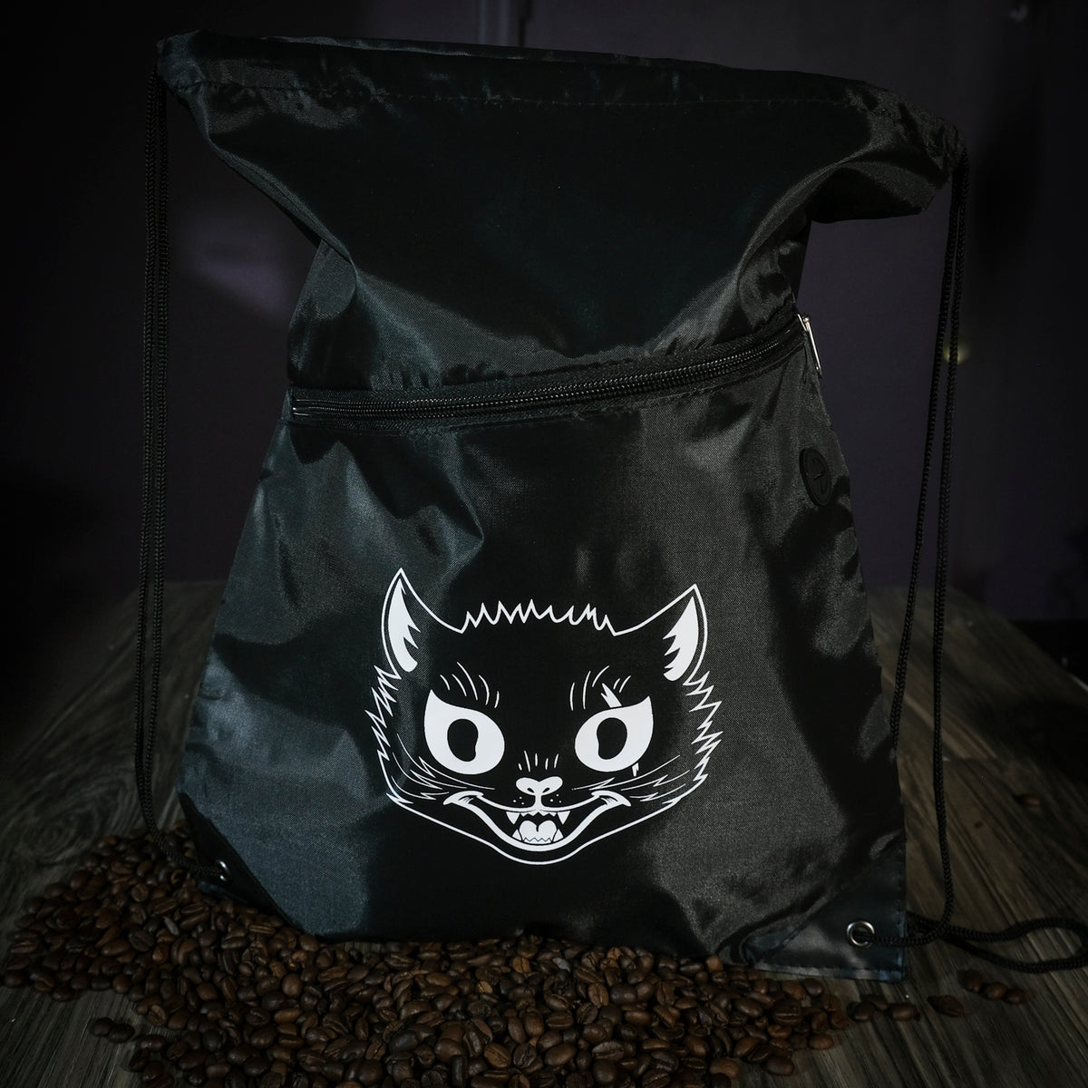 Black Cat Drawstring Gym Backpack – Catfight Coffee